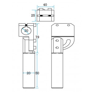 Heavy-Duty Elbow Arm Clamping 20mm Tube & Swivel with 50mm length Shaft